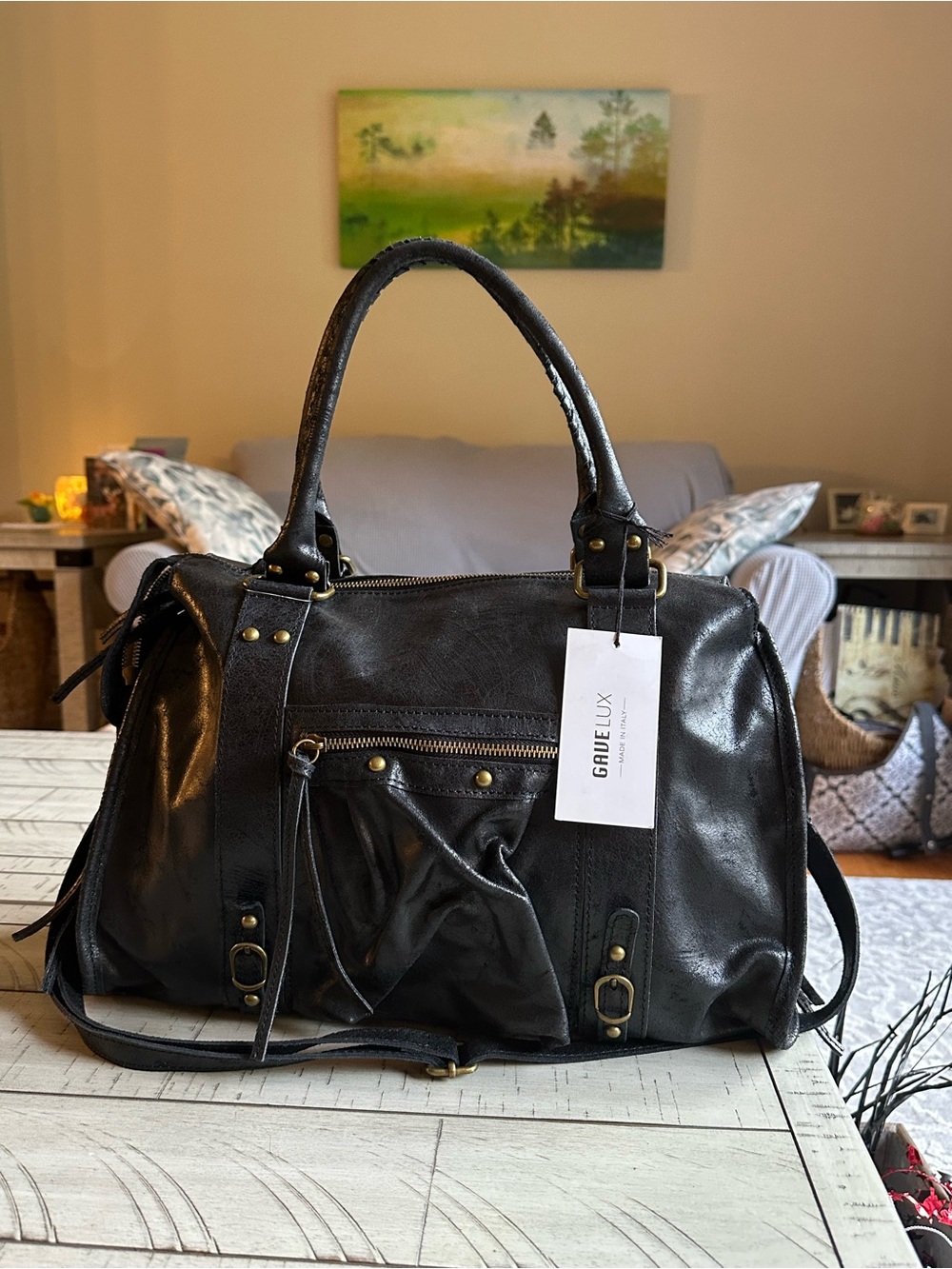 GAVELUX Italian Leather Satchel (not mini size)